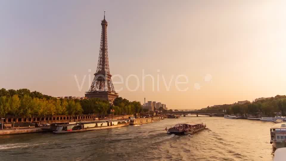 Eiffel Tower by The Seine River, Evening, Paris  - Download Videohive 8843475