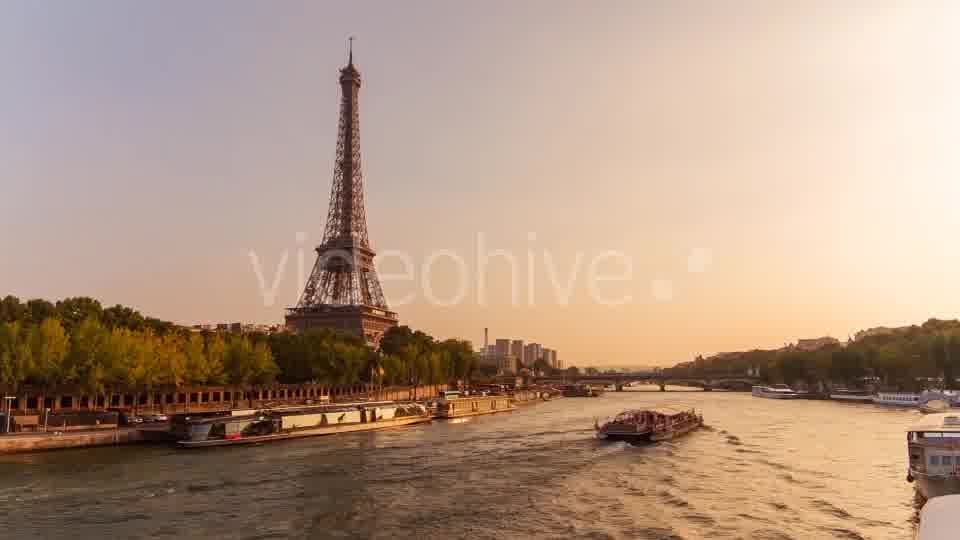 Eiffel Tower by The Seine River, Evening, Paris  - Download Videohive 8843475