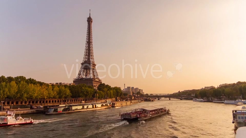 Eiffel Tower by The Seine River, Evening, Paris  - Download Videohive 8843475