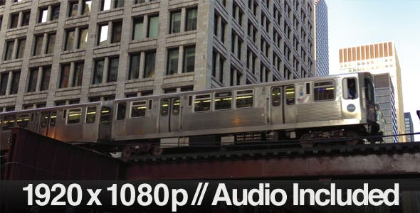 El Train in Downtown Chicago Elevated Train  - Download 938342 Videohive