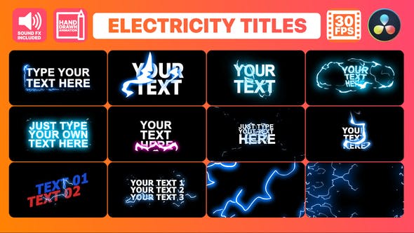 Electricity Titles Collection | DaVinci Resolve - Videohive Download 34759029