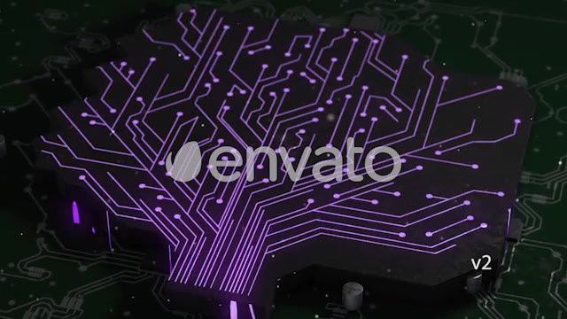 Electronic Circuit Board With Artificial Intelligence & Digital Tree Branch in Printed Circuit Board - Download Videohive 22103537