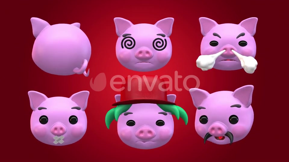 Emoji v2 Pig Animation Kit Videohive 23234022 After Effects Image 5