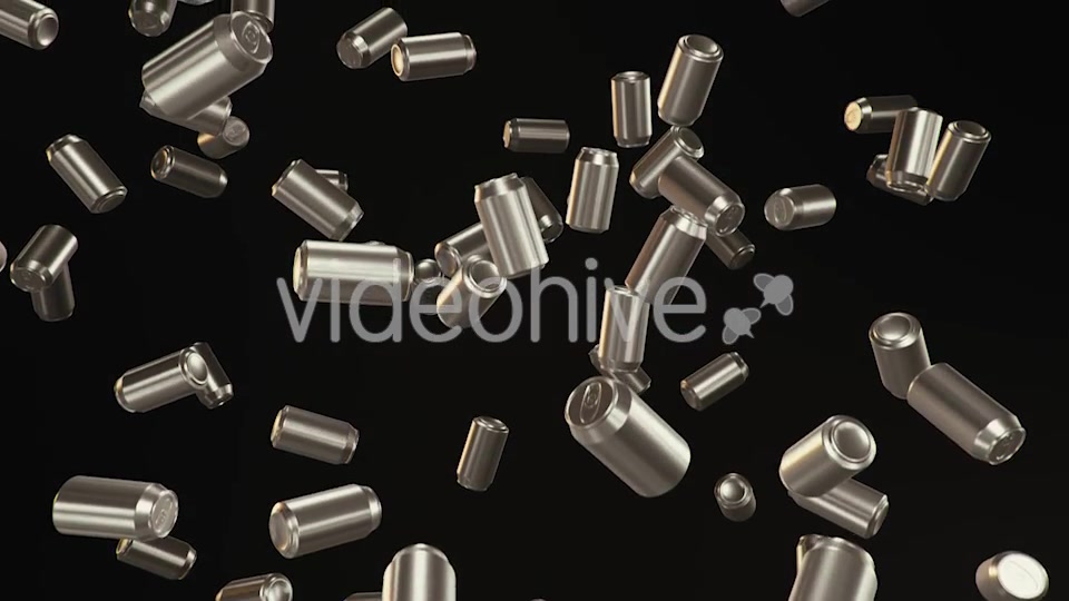 Endless Rain of Chrome Aluminum Cans on a Dark Background - Download Videohive 20299388