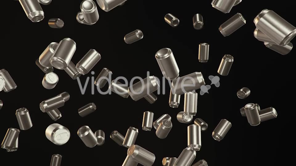 Endless Rain of Chrome Aluminum Cans on a Dark Background - Download Videohive 20299388