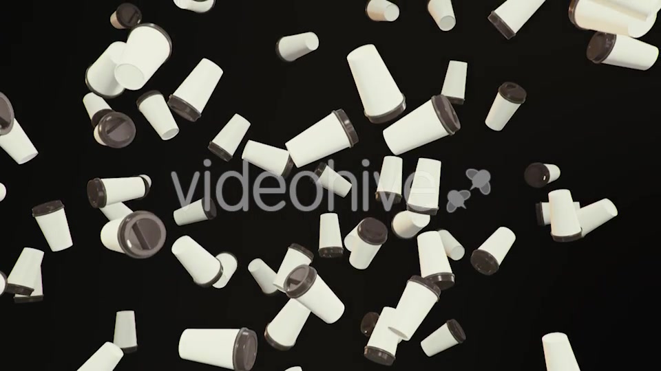 Endless Rain of Disposable Coffee Cups on a Dark Background - Download Videohive 20299517