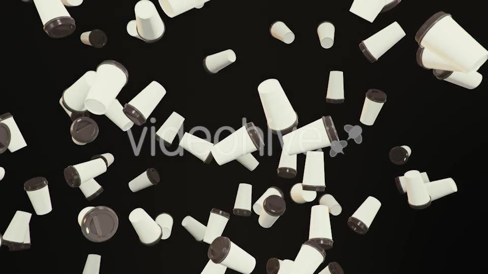 Endless Rain of Disposable Coffee Cups on a Dark Background - Download Videohive 20299517