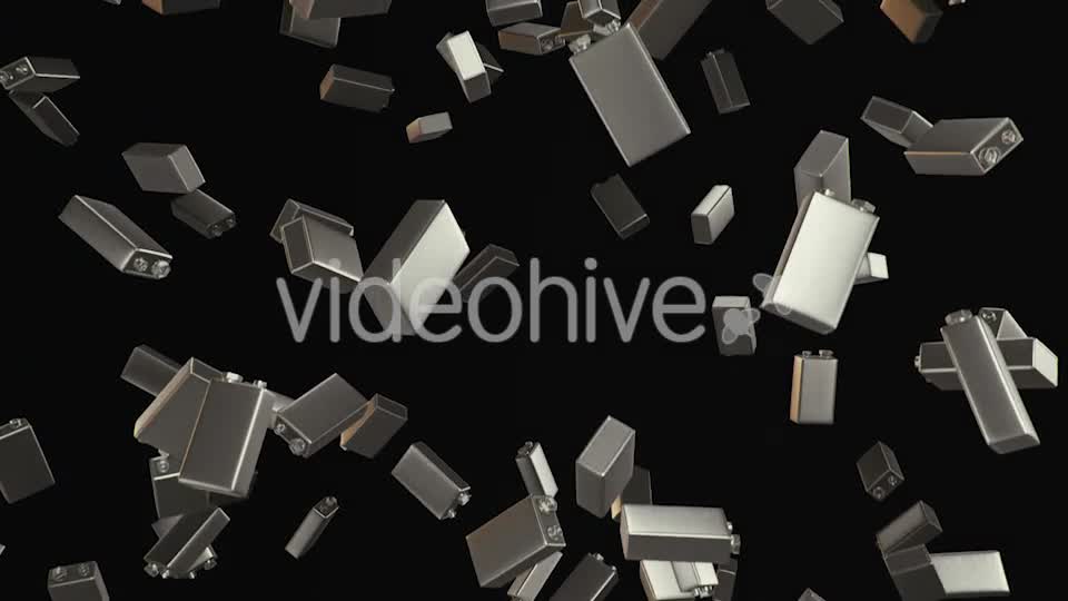 Endless Rain of Nine Volt Batteries on a Dark Background - Download Videohive 20299333