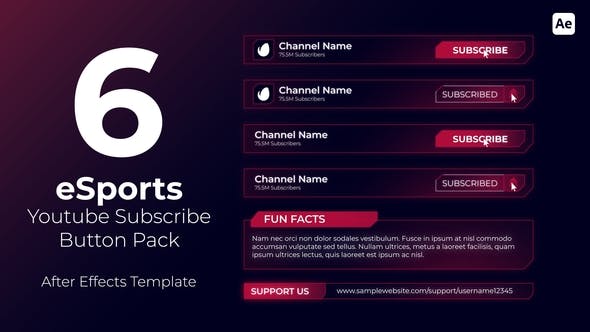eSports Youtube Subscribe Button Pack - Download 35383924 Videohive