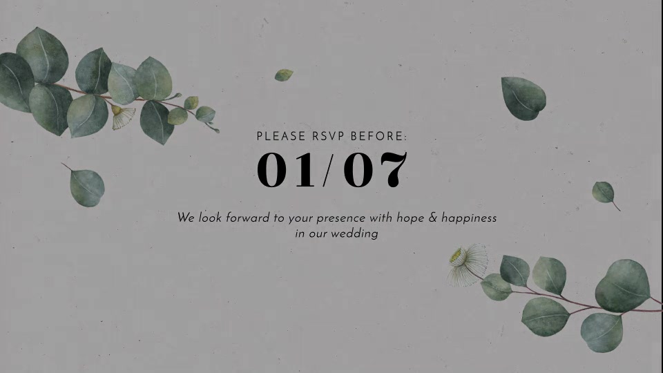 Eucalyptus Foliage Wedding Invitation Save the Date Videohive 38337115 After Effects Image 13