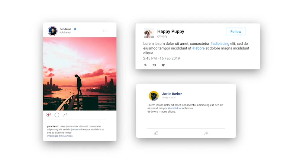 Facebook Twitter Instagram Animated Posts | MOGRT For Premiere Pro Videohive 25787128 Premiere Pro Image 10