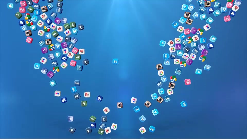 Falling Social Icons Logo reveal - Download Videohive 7891706