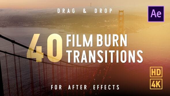 Film Burn Transitions After Effects - Videohive 40580064 Download