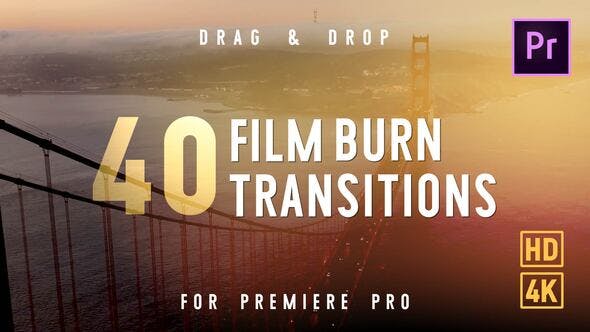 Film Burn Transitions Premiere Pro - Videohive Download 40436201