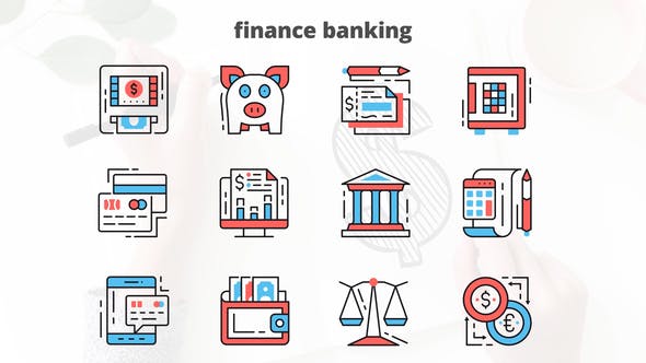 Finance Banking – Thin Line Icons - Download Videohive 23454822