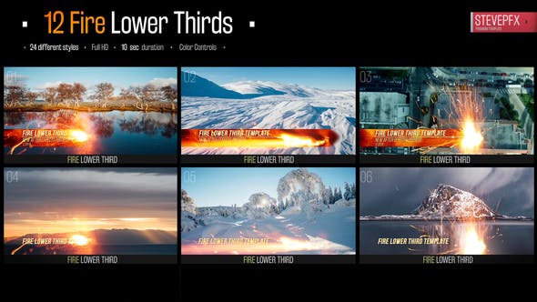 Fire Action Lower Thirds - 24010841 Download Videohive