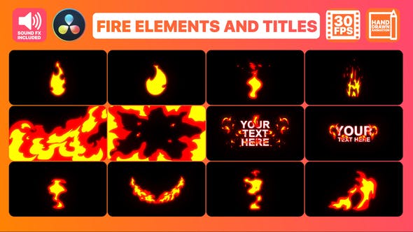 Fire Elements Titles And Transitions | DaVinci Resolve - Download Videohive 33807037