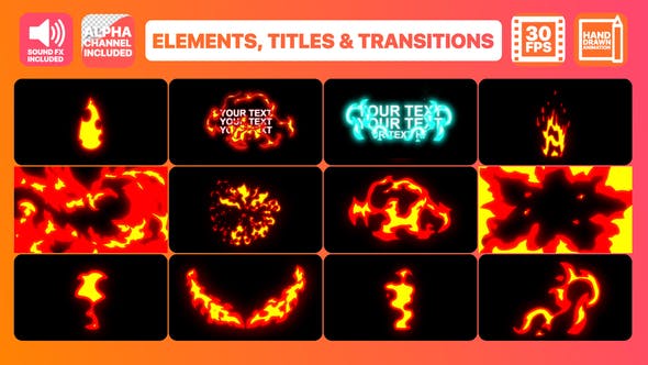 Fire Elements Titles And Transitions | Premiere Pro MOGRT - Videohive 22768091 Download