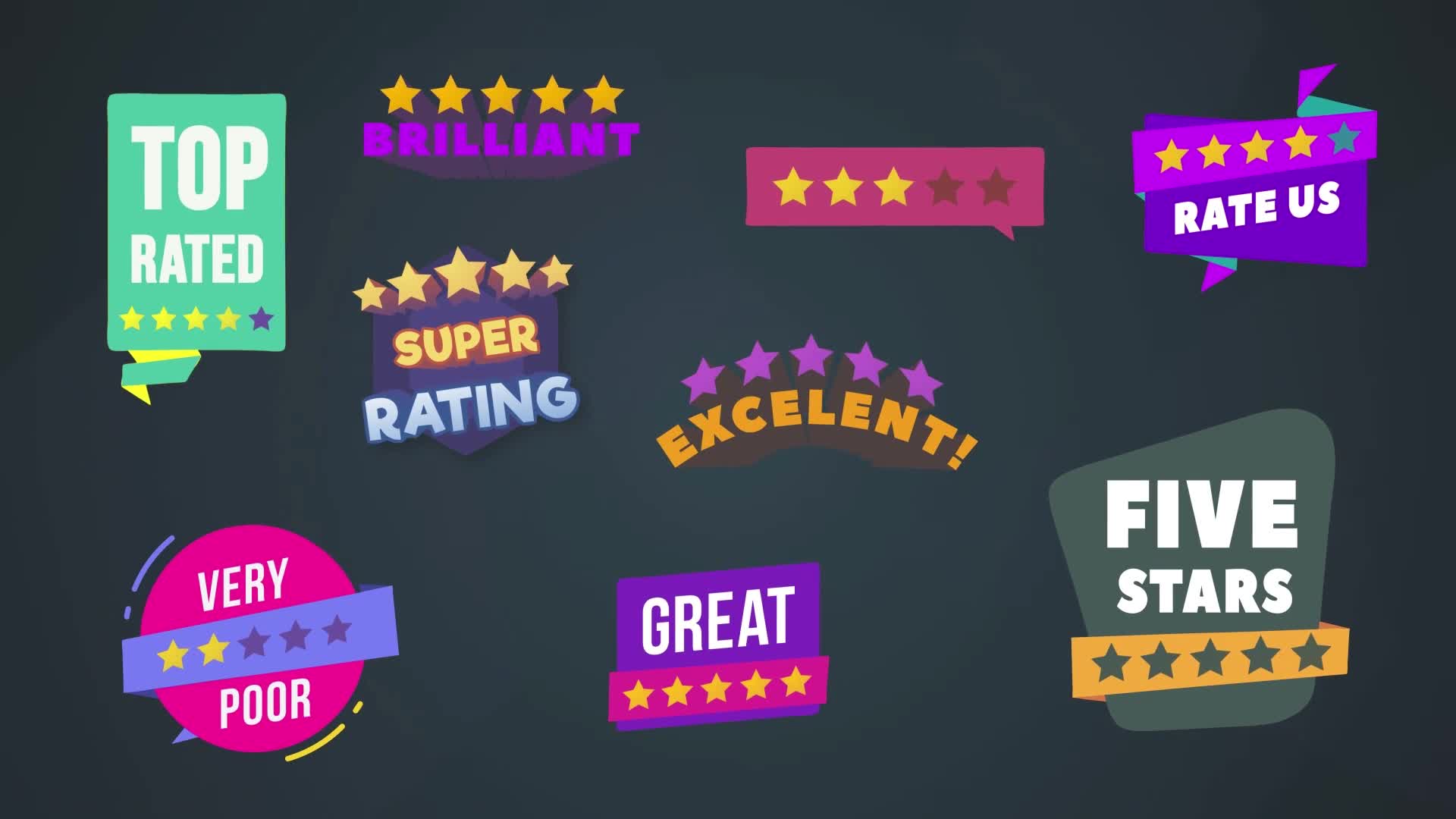 Five Stars Rating Badges [After Effects] Videohive 38236417 After Effects Image 1