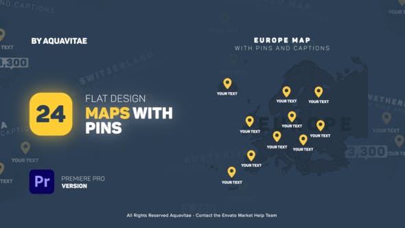 Flat Design Maps With Pins for Premiere Pro - Download 36295156 Videohive