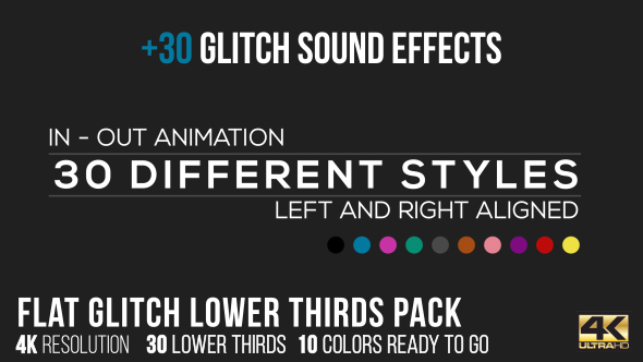 Flat Glitch Lower Thirds + 30 Glitch Sound Effects - Download Videohive 15830674