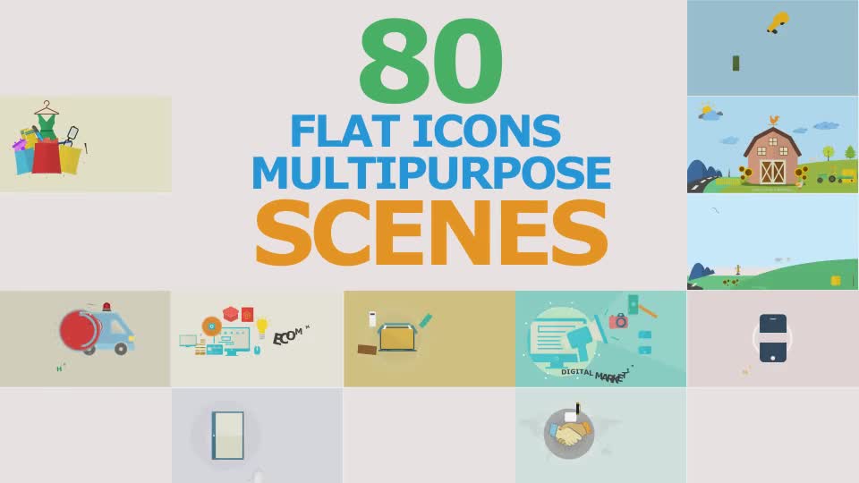 Flat Icons Multipurpose Scenes - Download Videohive 17302999