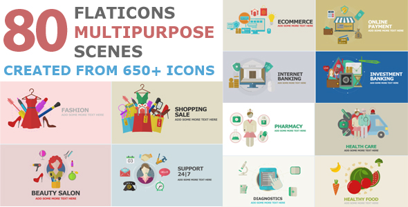 Flat Icons Multipurpose Scenes - Download Videohive 17302999