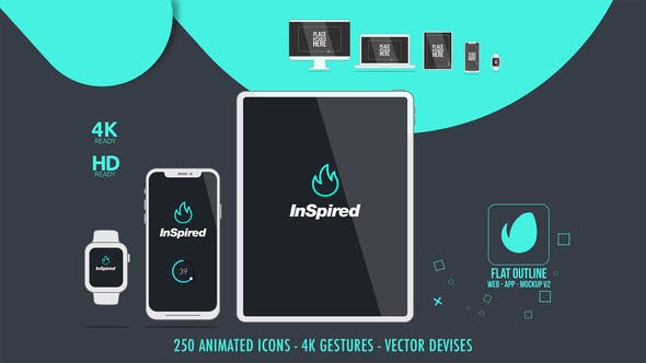 Flat Outline Web App Mock Up v2 - 18132775 Download Videohive