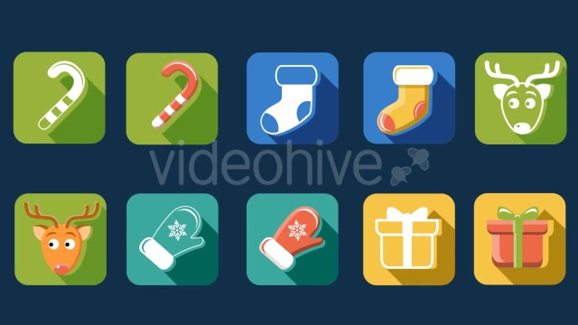 Flat Style Animated Christmas And New Year Icons - Download Videohive 13483247