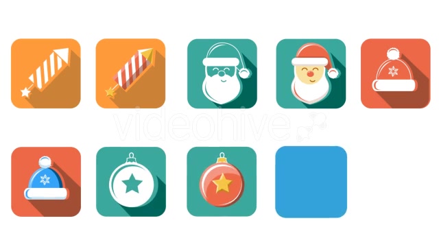 Flat Style Animated Christmas And New Year Icons - Download Videohive 13483247