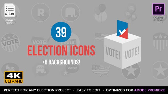 Flat USA Election Icons | MOGRT for Premiere Pro - Videohive Download 24478478