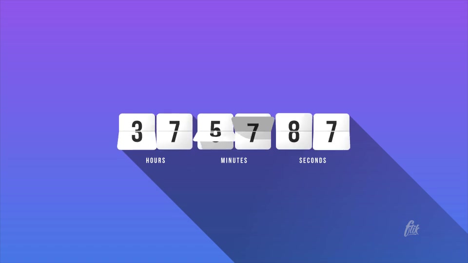 Countdown - Kinetic Flip Clock 1 Hour, After Effects Project Files