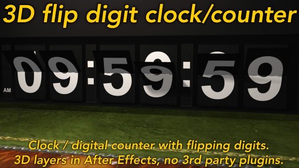 Flipping Clock 3D counter with split flap / flip digit numbers - Download Videohive 8105331
