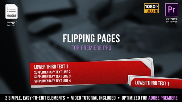 Flipping Pages Lower Thirds | MOGRT for Premiere Pro - Download 24907010 Videohive
