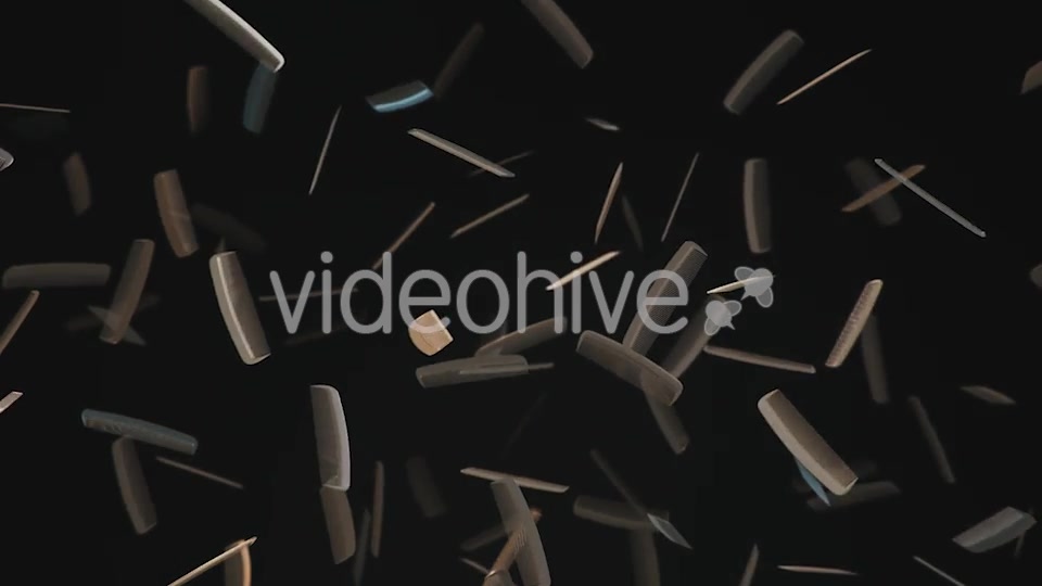 Floating Black Plastic Haircombs Against a Dark Background - Download Videohive 20290525