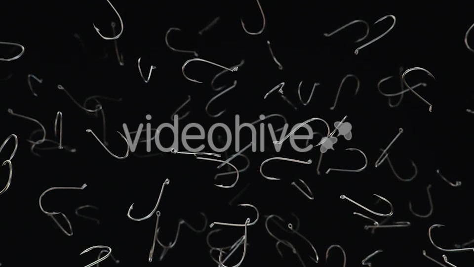 Floating Fishing Hooks Against a Dark Background - Download Videohive 20290495