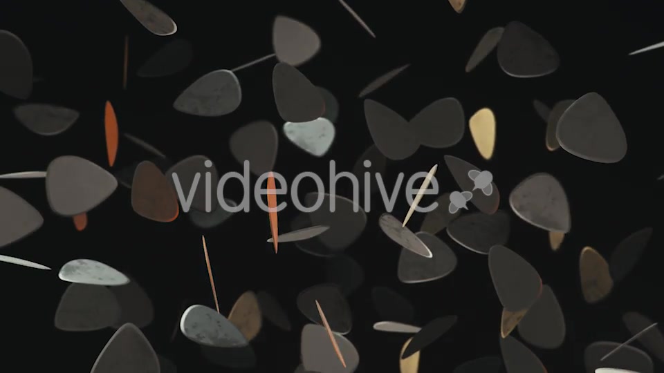 Floating Guitar Plectrums Against a Dark Background - Download Videohive 20290523