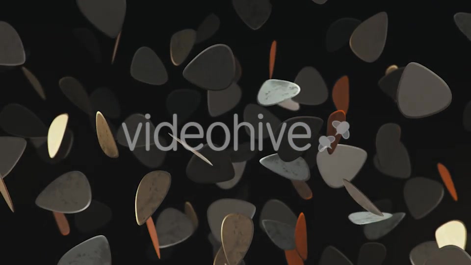 Floating Guitar Plectrums Against a Dark Background - Download Videohive 20290523