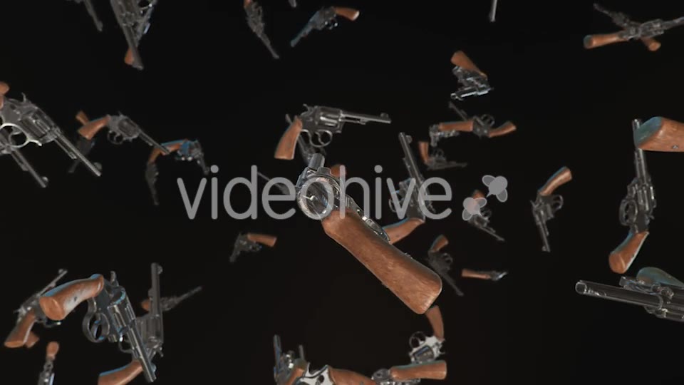 Floating Revolvers Against a Dark Background - Download Videohive 20290591