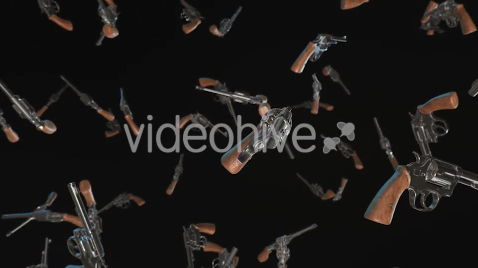 Floating Revolvers Against a Dark Background - Download Videohive 20290591