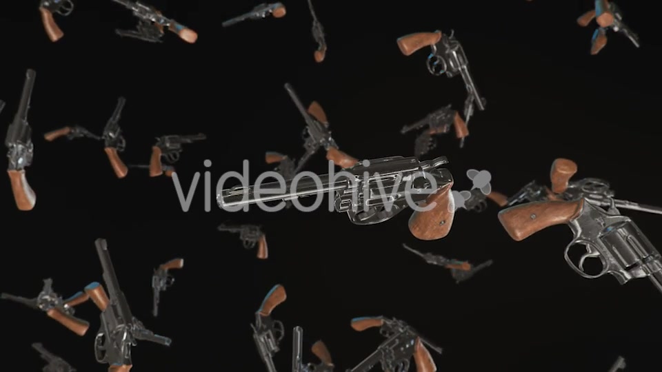 Floating Revolvers Against a Dark Background - Download Videohive 20290591