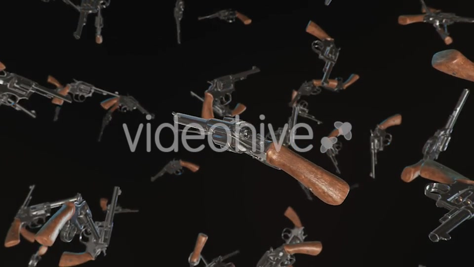 Floating Revolvers Against a Dark Background - Download Videohive 20290591