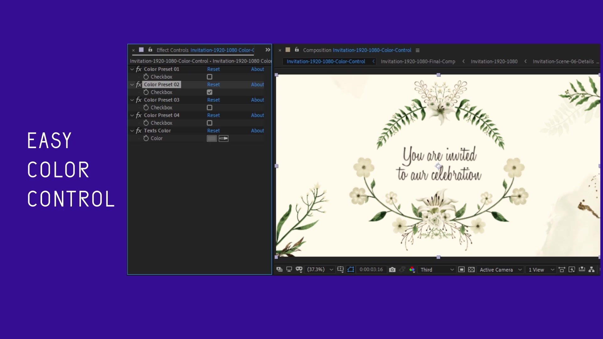 Floral & Golden Wedding Invitation Videohive 33592932 After Effects Image 12