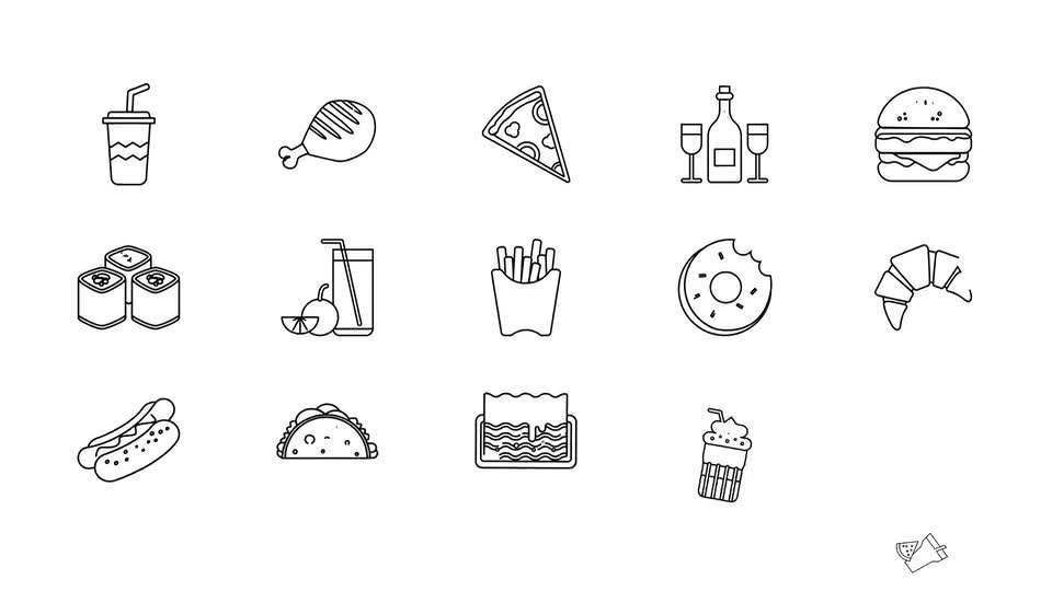 Food & Drinks Line Icons Videohive 32880008 After Effects Image 1