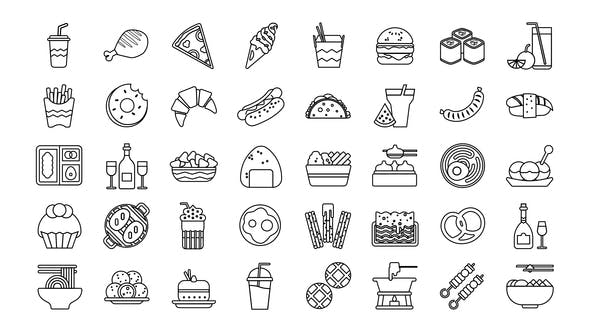 Food & Drinks Line Icons - Download Videohive 32880008