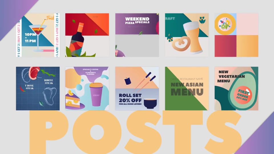 Food Instagram Stories and Posts Pack Videohive 28815101 After Effects Image 3