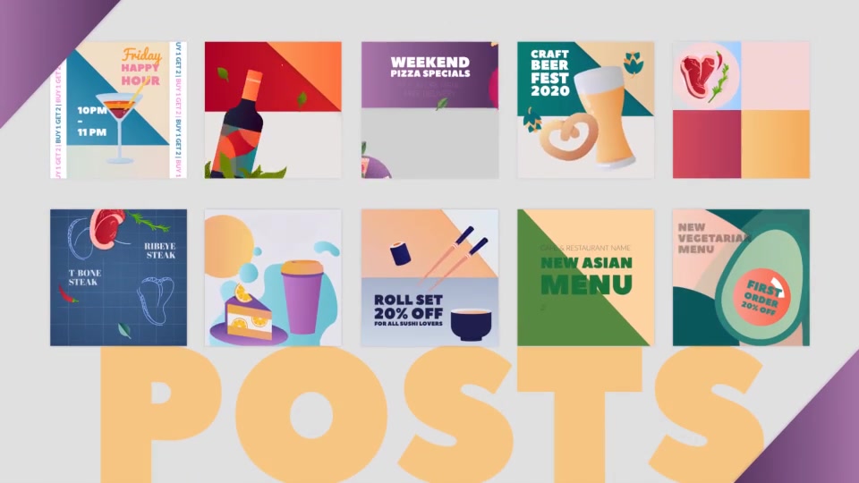 Food Instagram Stories and Posts Pack Videohive 28882543 Premiere Pro Image 3