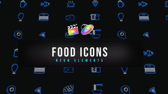 Food Neon Icons - Videohive Download 39207440