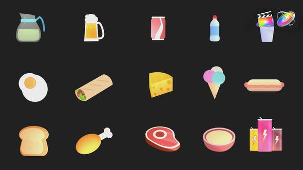Foods and Drink Icons Pack - 36306275 Download Videohive