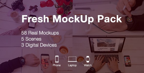 Fresh Mockup Pack // Phone, Laptop, Watch Devices - Download Videohive 19983797